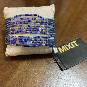 NWT MixIt Blue Beaded Stretch Bracelet